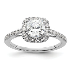14k White Gold 3/8 carat Lab Grown Diamond VS/SI+ G+ 7/8 carat Center Cushion Semi Mount Engagement Ring