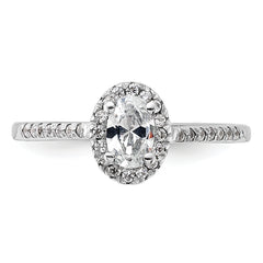 14k White Gold 3/4 carat Lab Grown Diamond VS/SI+ G+ Oval Complete Halo Engagement Ring