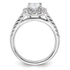 14k White Gold 1/2 carat Lab Grown Diamond VS/SI+ G+ 1 carat Center Oval Semi Mount Halo Engagement Ring