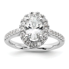 14k White Gold 1/2 carat Lab Grown Diamond VS/SI+ G+ 1 carat Center Oval Semi Mount Halo Engagement Ring