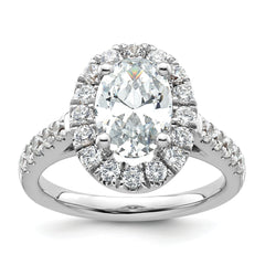14k White Gold 7/8 carat Lab Grown Diamond VS/SI+ G+ 2 carat Center Oval Semi Mount Halo Engagement Ring