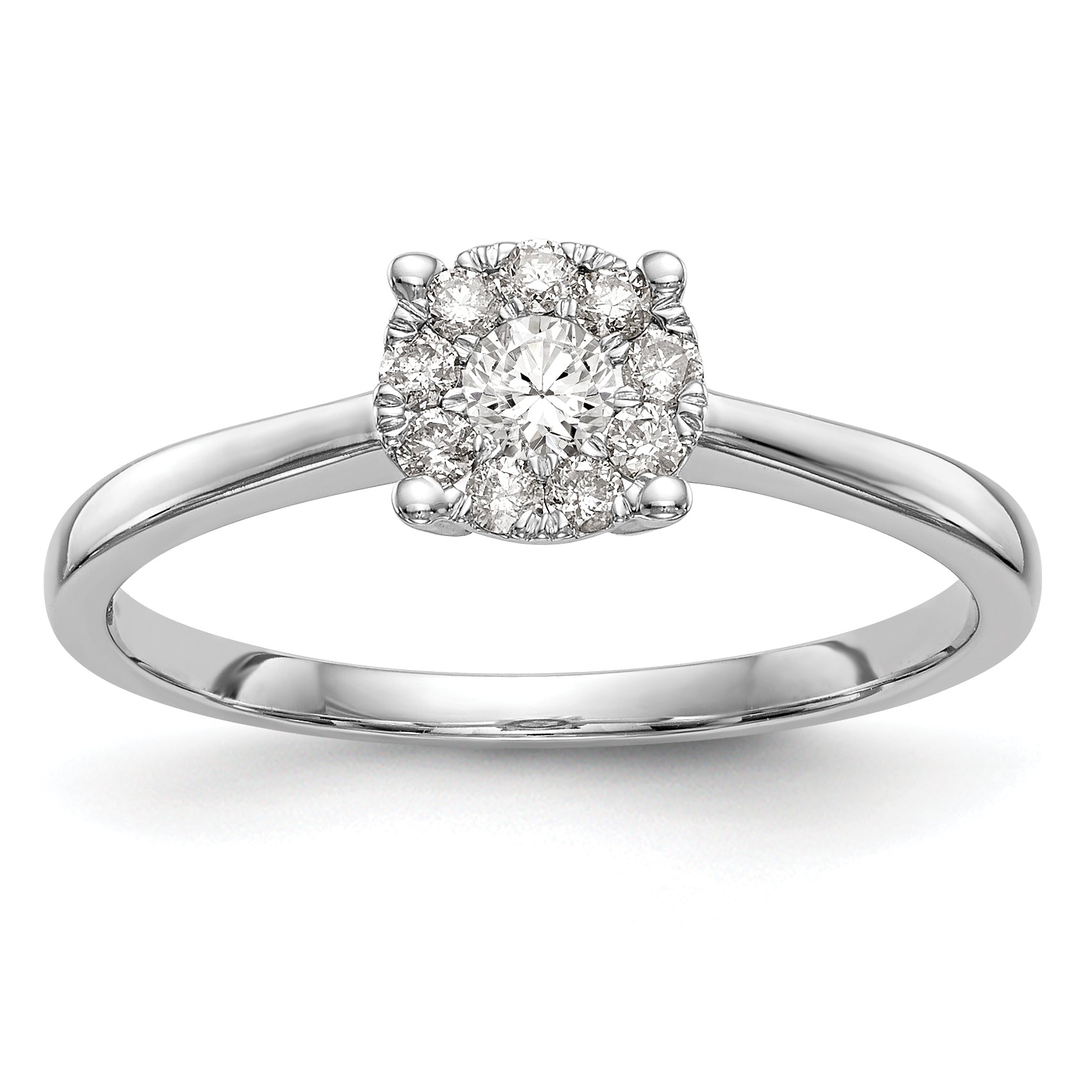 14K White Gold Lab Grown VS/SI+ G+ Dia Cluster Complete Engagement Ring