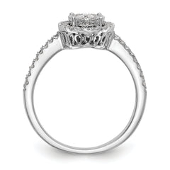 14k White Gold 1/2 carat Lab Grown Diamond VS/SI+ G+ Complete Cluster Engagement Ring