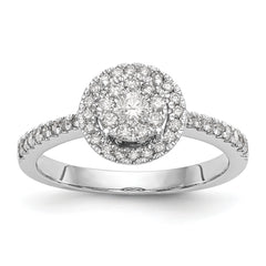 14k White Gold 1/2 carat Lab Grown Diamond VS/SI+ G+ Complete Cluster Engagement Ring