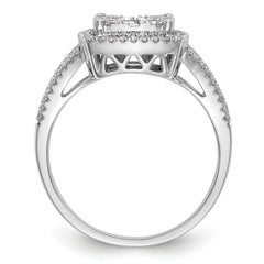 14k White Gold 1 carat Lab Grown Diamond VS/SI+ G+ Complete Cluster Engagement Ring