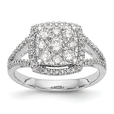 14k White Gold 1 carat Lab Grown Diamond VS/SI+ G+ Complete Cluster Engagement Ring