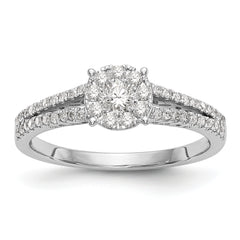 14K White Gold Lab Grown VS/SI+ G+ Dia Complete Cluster Engagement Ring