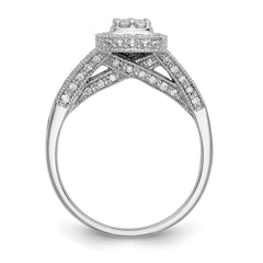 14k White Gold 1/2 carat Lab Grown Diamond VS/SI+ G+ Complete Cluster Engagement Ring