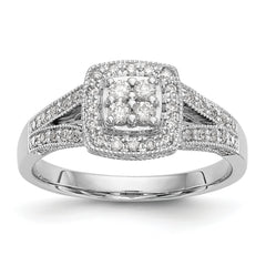 14k White Gold 1/2 carat Lab Grown Diamond VS/SI+ G+ Complete Cluster Engagement Ring