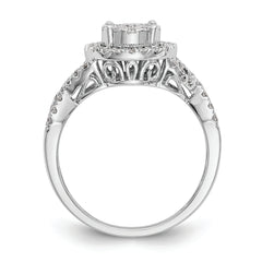 14k White Gold 3/4 carat Lab Grown Diamond VS/SI+ G+ Complete Cluster Engagement Ring
