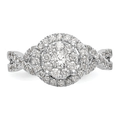 14k White Gold 3/4 carat Lab Grown Diamond VS/SI+ G+ Complete Cluster Engagement Ring