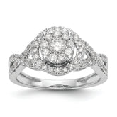 14k White Gold 3/4 carat Lab Grown Diamond VS/SI+ G+ Complete Cluster Engagement Ring