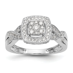 14k White Gold 3/8 carat Lab Grown Diamond VS/SI+ G+ Complete Cluster Engagement Ring