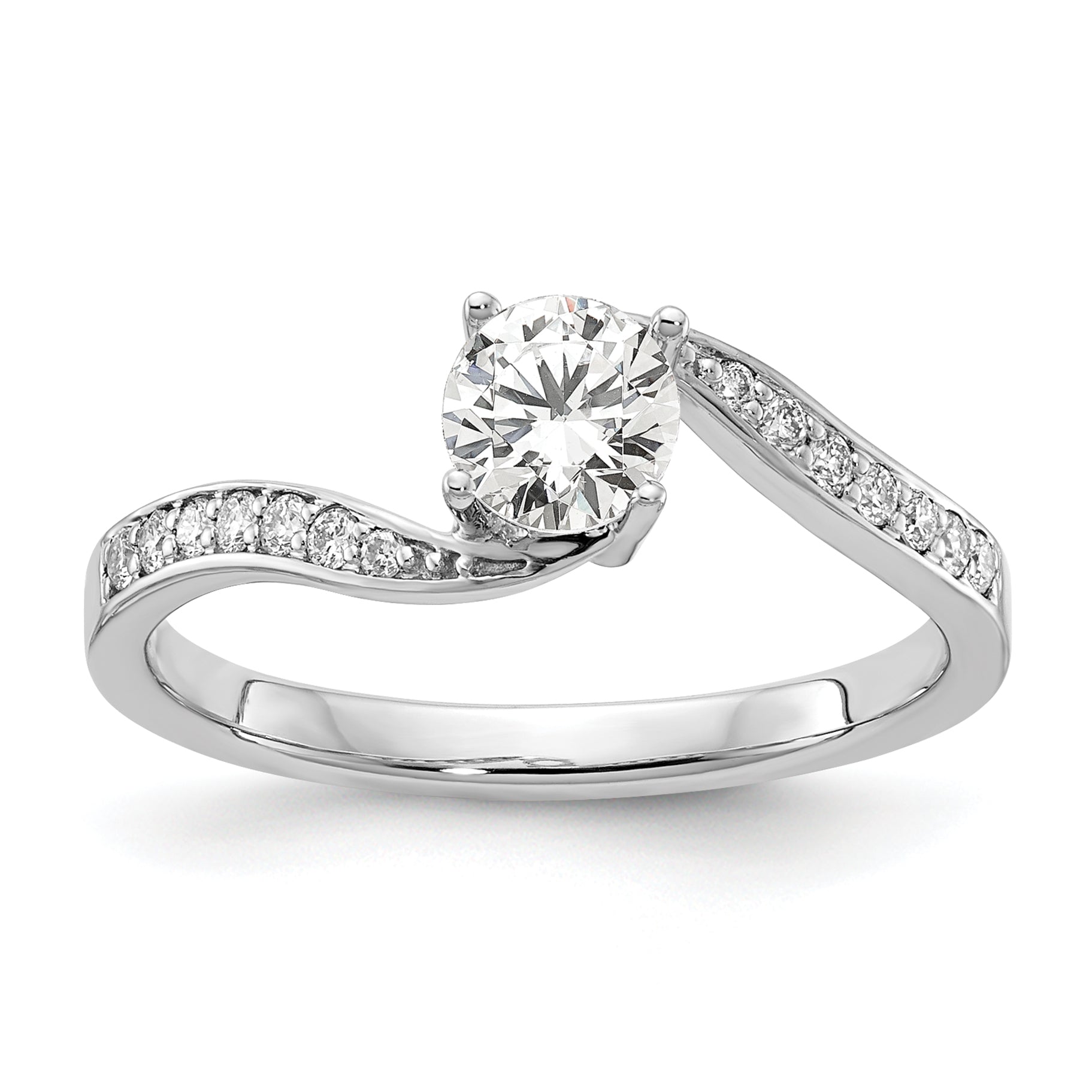 14k White Gold 5/8 carat Lab Grown Diamond VS/SI Complete By-Pass Engagement Ring
