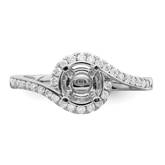 14k White Gold 1/3 carat Lab Grown Diamond VS/SI+ G+ 3/4 carat Round Center Semi Mount Engagement Ring