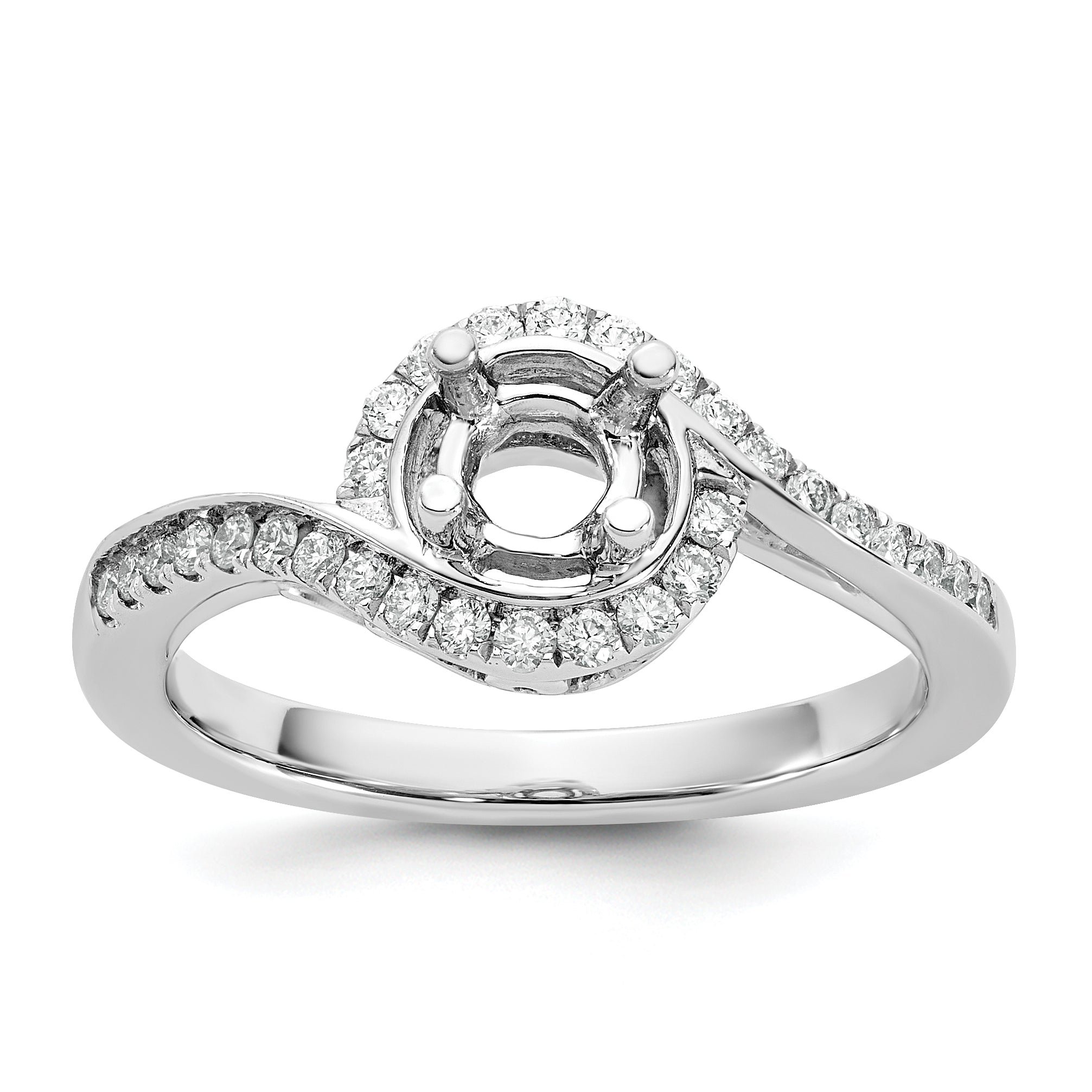 14k White Gold 1/3 carat Lab Grown Diamond VS/SI+ G+ 3/4 carat Round Center Semi Mount Engagement Ring
