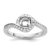 14k White Gold 1/3 carat Lab Grown Diamond VS/SI+ G+ 3/4 carat Round Center Semi Mount Engagement Ring