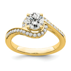14k 1/3 carat Lab Grown Diamond VS/SI+ G+ 3/4 carat Round Center Semi Mount Engagement Ring