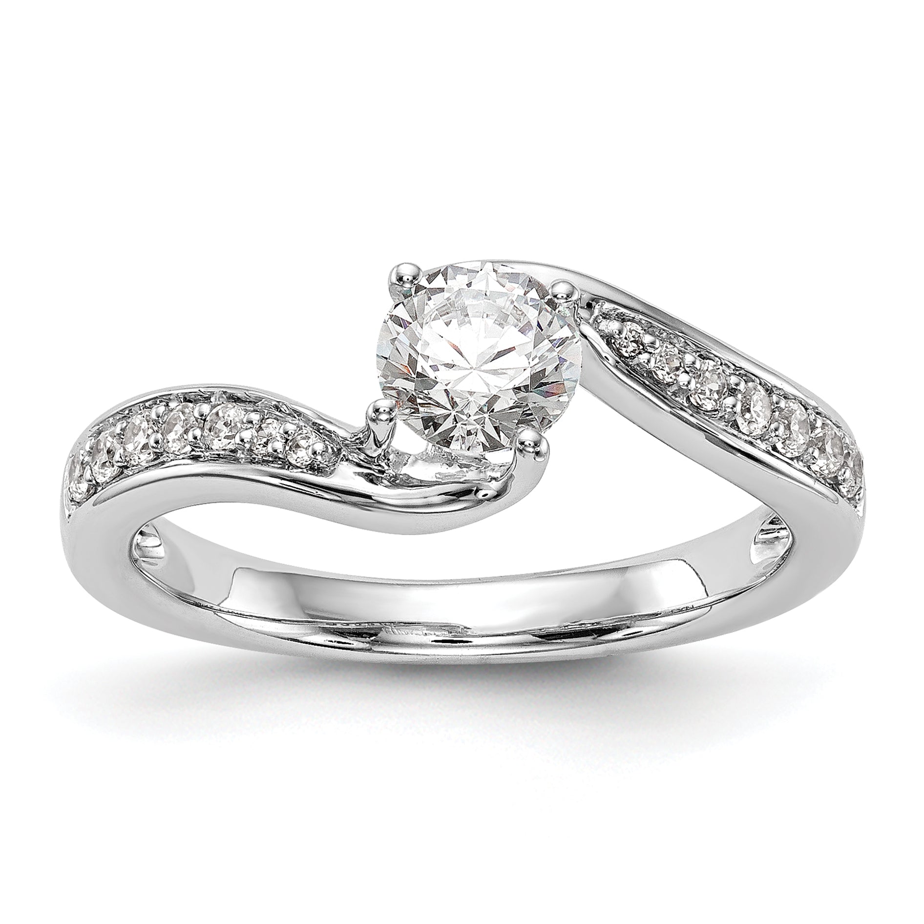 14k White Gold 5/8 carat Lab Grown Diamond VS/SI Complete By-Pass Engagement Ring