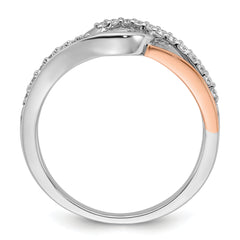 14k Two-Tone Rose and White Gold 1/5 carat Lab Grown Diamond VS/SI Semi Mount Peg Set Engagement Ring