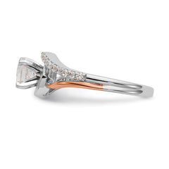 14k Two-Tone Rose and White Gold 1/5 carat Lab Grown Diamond VS/SI Semi Mount Peg Set Engagement Ring