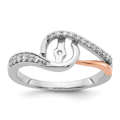 14k Two-Tone Rose and White Gold 1/5 carat Lab Grown Diamond VS/SI Semi Mount Peg Set Engagement Ring