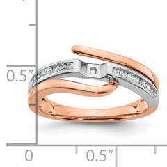 14k Two-Tone Rose and White Gold 7/8 carat Lab Grown Diamond VS/SI Semi Mount By-Pass Peg Set Engagement Ring