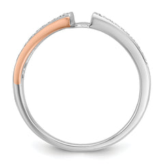 14k Two-tone Rose and White Gold 1/10 carat Lab Grown Diamond VS/SI+ G+ Semi Mount By-Pass Peg Set Engagement Ring