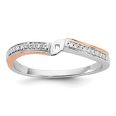 14k Two-tone Rose and White Gold 1/10 carat Lab Grown Diamond VS/SI+ G+ Semi Mount By-Pass Peg Set Engagement Ring