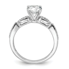 14k White Gold Criss-Cross (Holds 1 carat (6.5mm) Round Center) 1/6 carat Diamond Semi-mount Engagement Ring