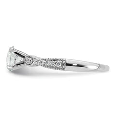 14k White Gold Criss-Cross (Holds 1 carat (6.5mm) Round Center) 1/6 carat Diamond Semi-mount Engagement Ring