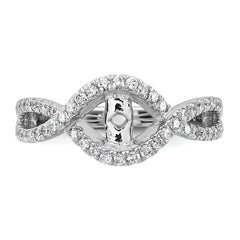 14k White Gold 1/2 carat Lab Grown Diamond VS/SI+ G+ Semi Mount Criss Cross Peg Set Engagement Ring