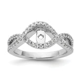 14k White Gold 1/2 carat Lab Grown Diamond VS/SI+ G+ Semi Mount Criss Cross Peg Set Engagement Ring