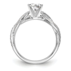 14k White Gold Criss-Cross Peg Set 3/8 carat Diamond Semi-mount Engagement Ring