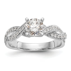 14k White Gold Criss-Cross Peg Set 3/8 carat Diamond Semi-mount Engagement Ring