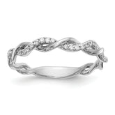 14k White Gold 1/8 carat Lab Grown Diamond VS/SI+ G+ Complete Criss Cross Wedding Band