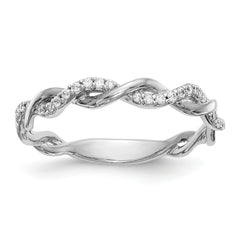 14k White Gold 1/8 carat Lab Grown Diamond VS/SI+ G+ Complete Criss Cross Wedding Band