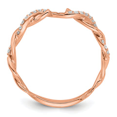 14k Rose Gold 1/10 carat Lab Grown Diamond VS/SI+ G+ Semi Mount Peg Set Criss Cross Engagement Ring