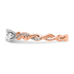 14k Rose Gold 1/10 carat Lab Grown Diamond VS/SI+ G+ Semi Mount Peg Set Criss Cross Engagement Ring