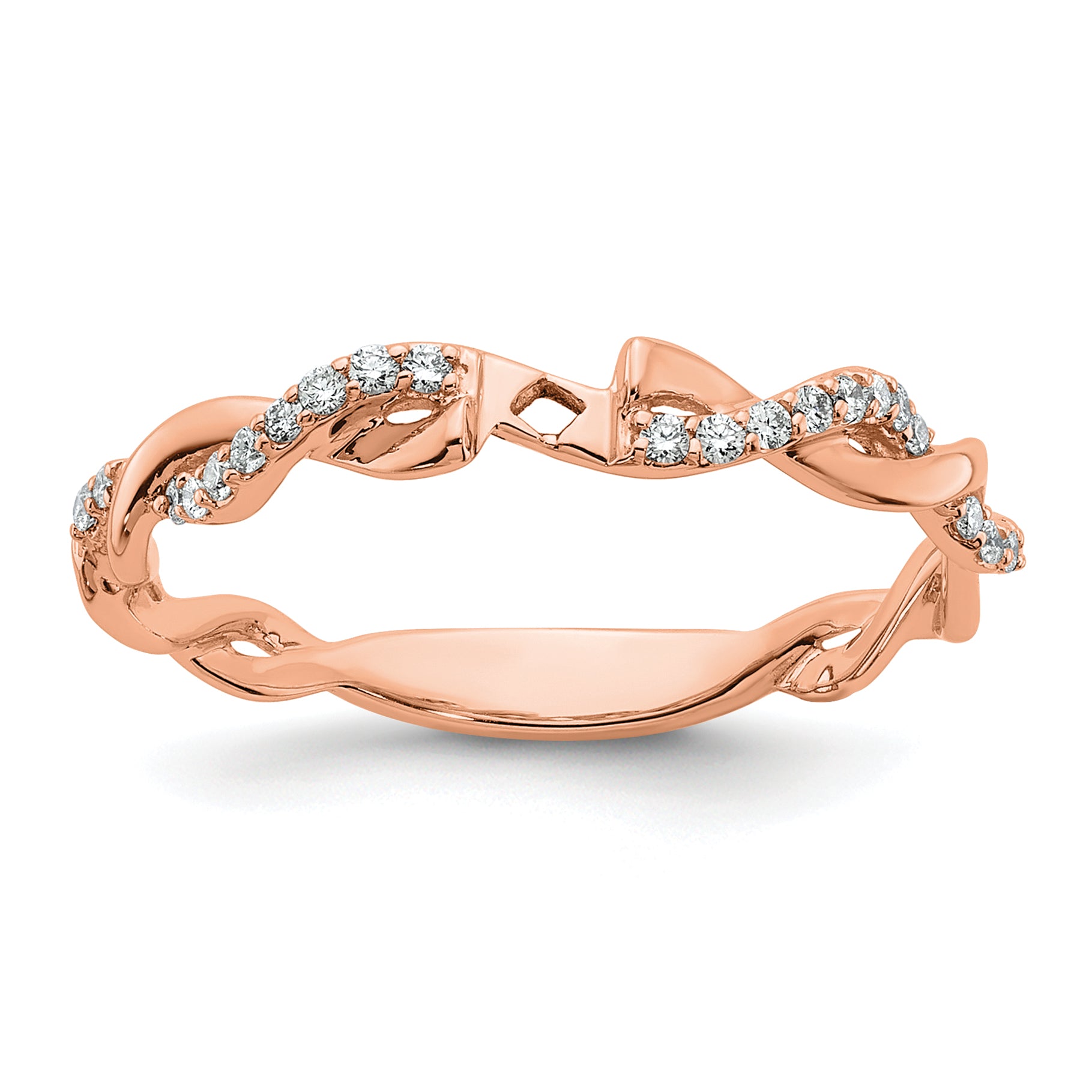 14k Rose Gold 1/10 carat Lab Grown Diamond VS/SI+ G+ Semi Mount Peg Set Criss Cross Engagement Ring