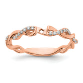 14k Rose Gold 1/10 carat Lab Grown Diamond VS/SI+ G+ Semi Mount Peg Set Criss Cross Engagement Ring