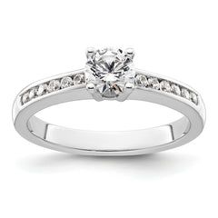 14k White Gold 3/4 carat Lab Grown Diamond VS/SI+ G+ Round Complete Channel Set Shared Prong Engagement Ring