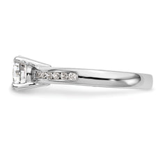 14k White Gold 1/4 carat Lab Grown Diamond VS/SI+ G+ 1 carat Center Round Semi Mount Channel Set Shared Prong Engagement Ring