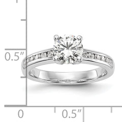 14k White Gold 1/4 carat Lab Grown Diamond VS/SI+ G+ 1 carat Center Round Semi Mount Channel Set Shared Prong Engagement Ring