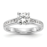 14k White Gold 1/4 carat Lab Grown Diamond VS/SI+ G+ 1 carat Center Round Semi Mount Channel Set Shared Prong Engagement Ring