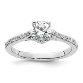 14k White Gold 1/4 carat Lab Grown Diamond VS/SI+ G+ 3/4 carat Center Round Semi Mount Engagement Ring