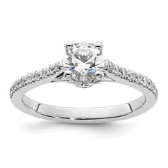 14k White Gold 1/4 carat Lab Grown Diamond VS/SI+ G+ 3/4 carat Center Round Semi Mount Engagement Ring