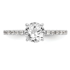 14k White Gold 1/3 carat Lab Grown Diamond VS/SI+ G+ 1 carat Center Round Semi Mount Engagement Ring