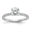 14k White Gold 1/3 carat Lab Grown Diamond VS/SI+ G+ 1 carat Center Round Semi Mount Engagement Ring