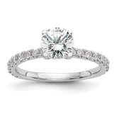 14k White Gold 1/3 carat Lab Grown Diamond VS/SI+ G+ 1 carat Center Round Semi Mount Engagement Ring
